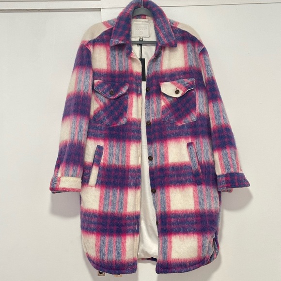 NWT Blank NYC Prime Time Pink and Purple Plaid Coat - Picture 4 of 8